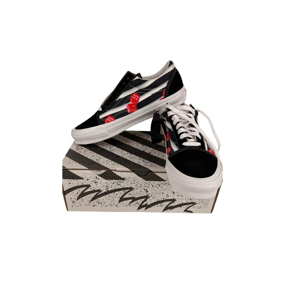 Vans VN0A4P3XB52 S10 Vault OG Old Skool LX Snake Eyes Black Red Dice White Skate - Picture 7 of 10